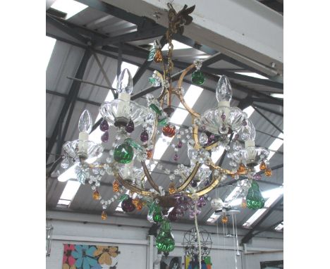 CHANDELIER, with a gilt metal frame and glass fruit detail, 46cm H x 52cm W.