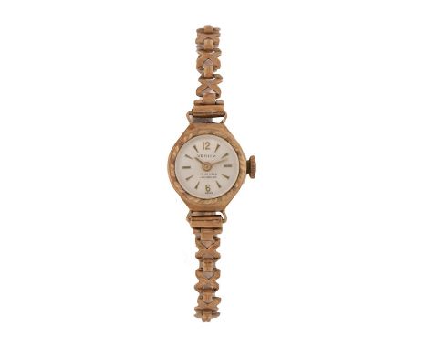 Verity 9 carat gold ladies wristwatch, the signed silver dial with Arabic and baton markers, manual wound, the case 15mm wide