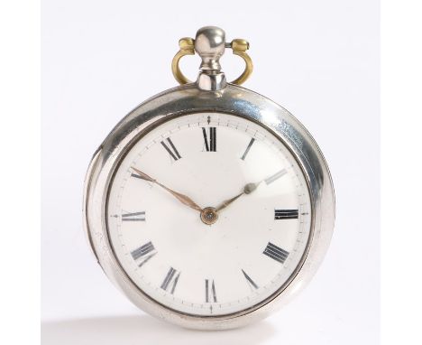 George III silver pair cased pocket watch by Jonathon Cranbrook of Deal, the white enamel dial with Roman numerals, the case 