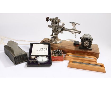 Watchmakers bench top lathe, with foot speed control pedal and accessories (qty)Lathe has not been tested