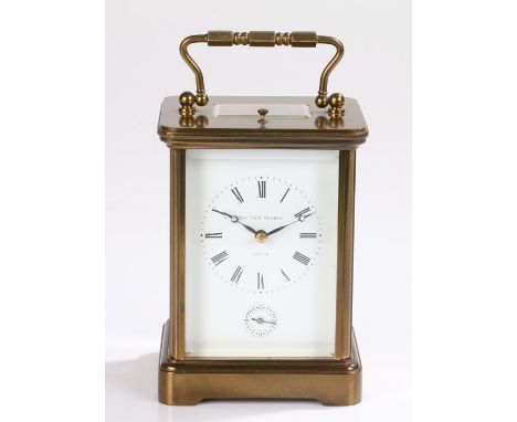 Matthew Norman brass cased carriage clock, with repeat and alarm functions, the signed white dial with Roman numerals and sub