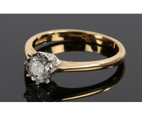 18 carat gold diamond solitaire ring, the central diamond at an estimated 0.40 carats, ring size P