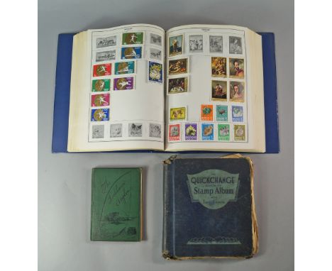 The Lochleven Angler, 1874, green cloth cover, together with two albums of stamps(3) (VAT charged on the hammer price)