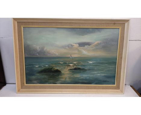 J.M Gilbert - An oil on canvas depicting a seascape scene, signed to the lower right corner, 80 x 49.5cm 