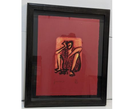 Perico Pastor (1953) A limited edition lithograph entitled 'Mujer Sentada', 40 x 50, framed 