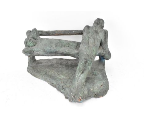 Jack Greaves (b.1928) A carved terracotta bronzed sculpture, entitled 'Park Bench', 16cm high x 27cm wideLocation: 