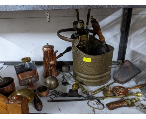 A selection of brass and copper items to include two Austrian Hagenauer style figures, retailed by Rena Rosenthal, one depict