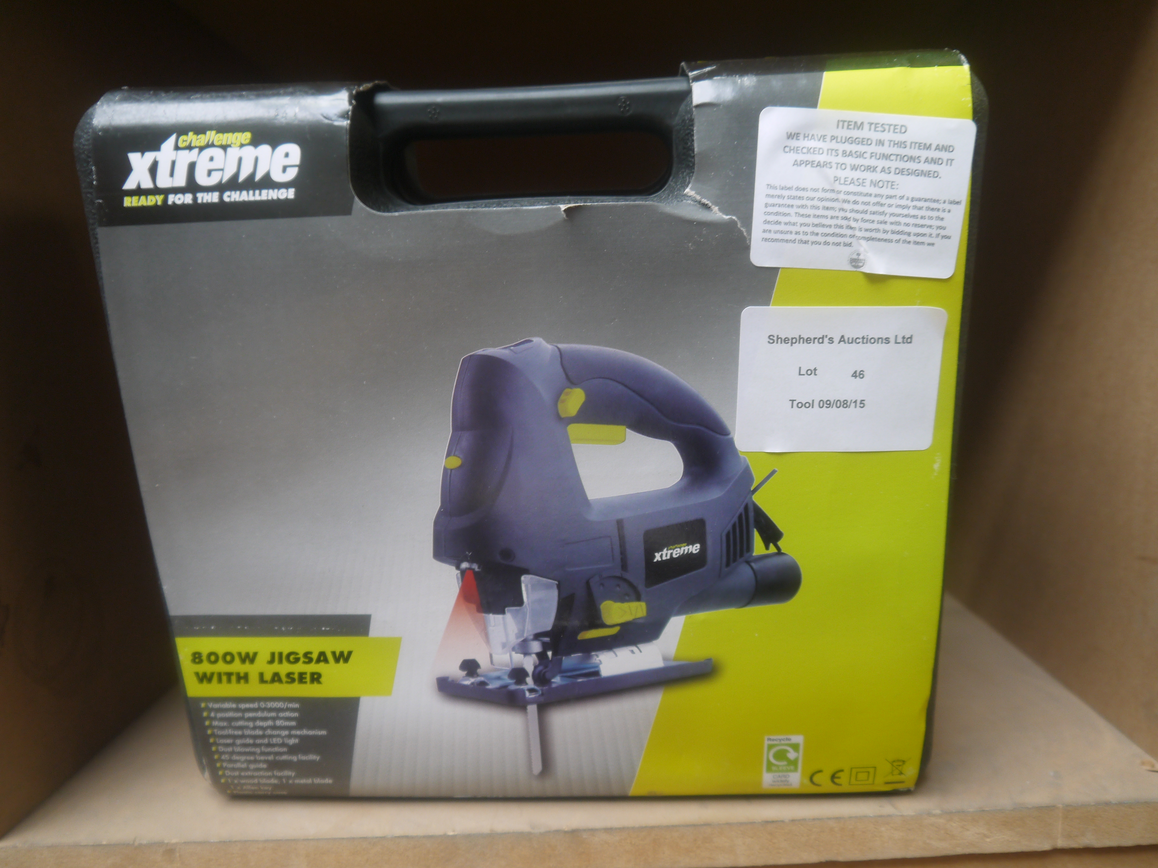 Challenge Xtreme 800W Jigsaw with Laser. Tested working, in carry case.