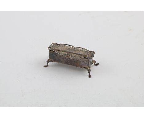 AN EDWARDIAN BOX. with engraved decoration and applied scroll borders, gilt interior, by Miller Brothers, Birmingham 1906, 1.
