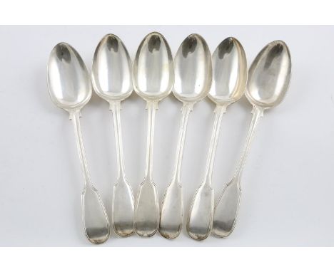 A SET OF SIX GEORGE IV TABLE SPOONS. Fiddle and Thread Pattern, by William Chawner II, London 1826; 17oz (6).   **BP: 22.5% (