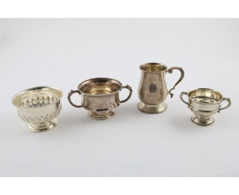 A GEORGE V TWO-HANDLED SUGAR BOWL. with bead borders and leaf-capped mask handles, on a circular foot, by  Stewart Dawson &am