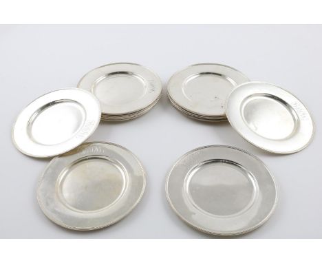 A SET OF FIFTEEN 20TH CENTURY NORTH AMERICAN SIDE PLATES. with reeded borders, initialled, by Gorham &amp; Co, RI c.1950; 6.3