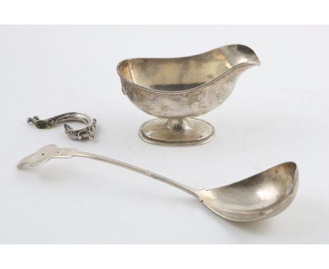 A LATE 19TH CENTURY NORTH AMERICAN LADLE. with a drop-shaped, pointed bowl, initialled, by Gorham &amp; Co, together with a l