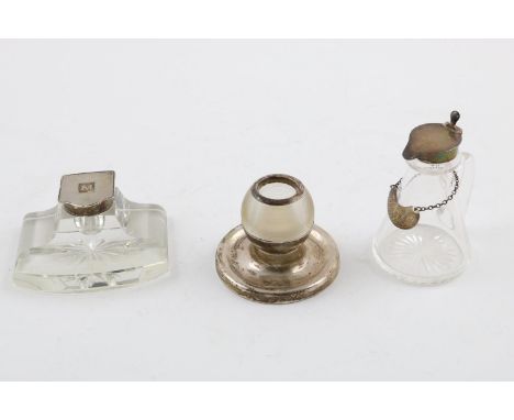A GEORGE V MOUNTED GLASS WHISKY TOT. with a whisky label, both by S Blanckensee &amp; Son Ltd, Birmingham 1933, together with