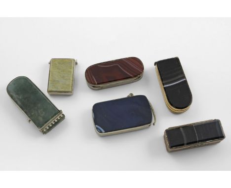 SIX LATE 19TH/EARLY 20TH CENTURY MOUNTED VESTA CASES:-. two bow-ended, an oblong example, two rectangular examples and one ro