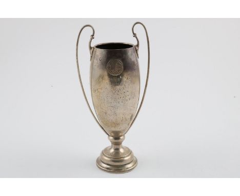 ENGLISH BOWLING ASSOCIATION INTEREST:-. a George V two-handled trophy cup, with long loop handles and a domed circular foot, 