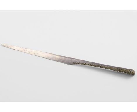 BY STUART DEVLIN:-. an Elizabeth II parcel-gilt paper knife, with a textured handle and inscribed "24 June 1970 Mary?", Londo