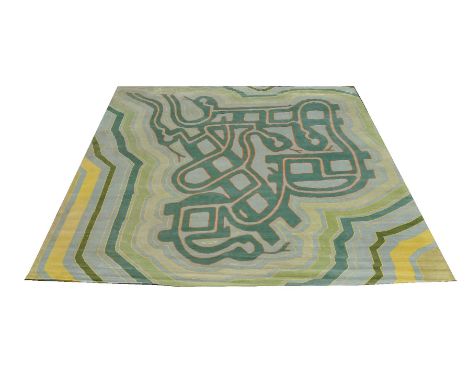 Snake, a Nepalese rectangular woollen carpet by Sky Lake Carpet & Handicrafts, early 21st century, abstract design on a light