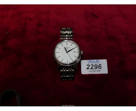 A gentleman's Tissot Carson model No. T085410A wristwatch having an extremely clear  white face and with a date window at the