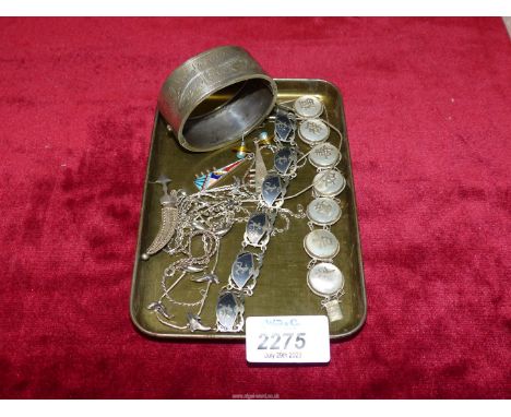 A small quantity of chains, bracelets, bangle etc., some marked silver but no hallmarks.