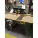 Wadkin Crosscut Saw with Feeder Table, Serial Number: 16-BRA-87505. (Does NOT Include Ducting)