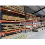 Quantity of Various MDF Sheeting, Mahogany Veneer, Oak Veneer, Pallet of Leather. Quantity of