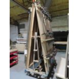Large Mobile A-Frame Unit with Quantity of Clamps. 2 x A-Frame Mobile Units. 3 x Mobile Red Metal
