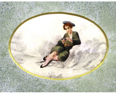 A small gilt framed watercolour and pencil study of a lady playing a musical instrument 