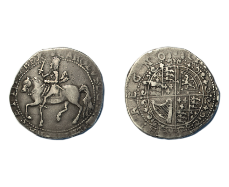 Charles I (1625-1649) Halfcrown Hartlebury Castle mint king on horseback left rev. oval shield mm. pears 14.67g (S.3129 N.262