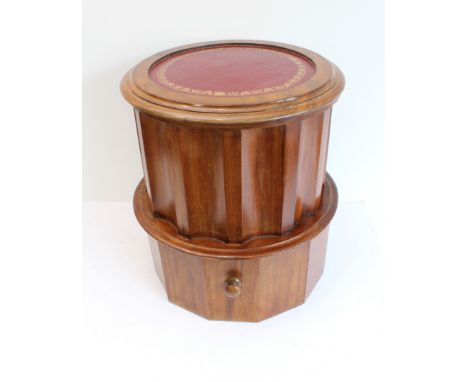 A Victorian mahogany fluted cylindrical commode table