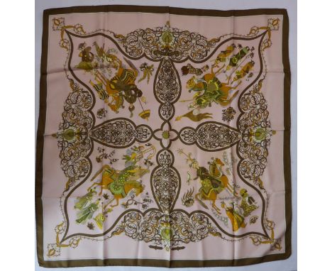A classic vintage Herm&egrave;s silk twill scarf: 'Po&eacute;sie Persane' was designed by Julia Abadie, this scarf probably d