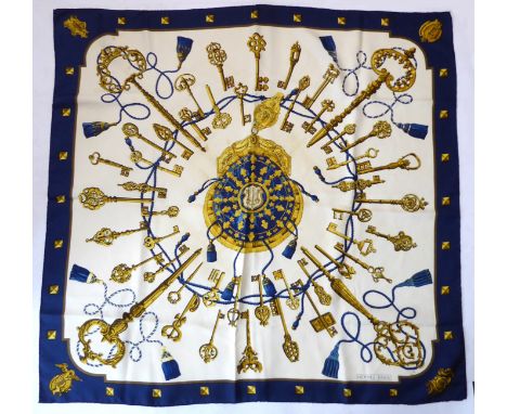 A classic vintage Herm&egrave;s silk twill scarf: 'Les Cl&eacute;s'' by Caty Latham was designed in 1965 and this scarf proba
