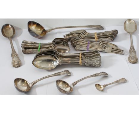 To be sold on Behalf of Cancer Research UK A fine and heavy 19th century Victorian hallmarked silver King's Pattern canteen f