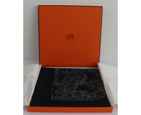 A Hermès limited edition silk twill scarf 'Axis Mundi' designed by Christine Henry to commemorate the Millennium; silk twill 