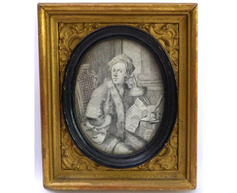 Domingo María de Servidori (Italian, 1724-1790) - Portrait of Joseph Pinfold Esq., seated before a table with two ink pots an