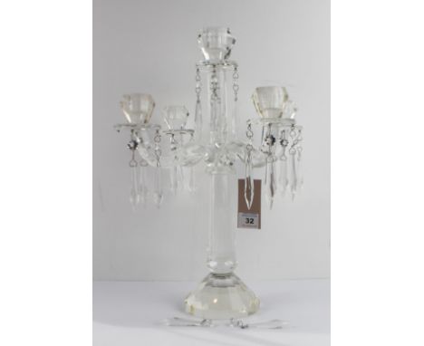 A large and fine modern five-light clear glass table candelabra by&nbsp;Villeroy &amp; Boch: the taller central faceted stem 