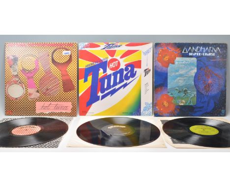 A group of three vinyl long play LP record albums. Two by Hot Tuna to include – The Phosphorescent Rat – Original Grunt 1st U