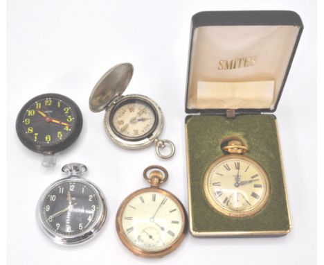 A selection of vintage pocket watches to include a gold plated pocket watch with with enamelled face and subsidiary dial to s