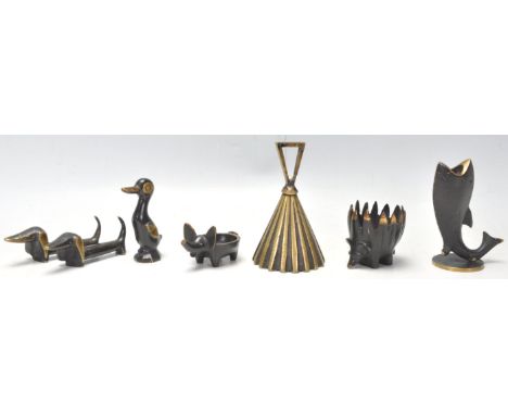 After Walter Bosse Hagenaur / Taxco - A set of&nbsp;mid 20th Century retro vintage blackened bronze stylised animal figures t