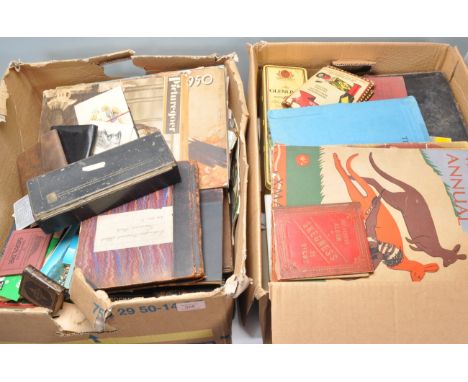 Ephemera, paperwork, memorabilia, photographs etc in two large banana boxes.Enormous amount of material antique/vintage to la