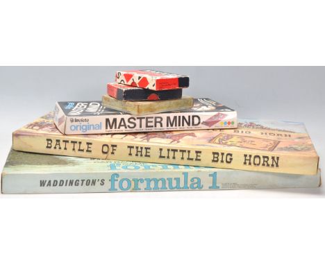 A good mix of vintage boxed board games to include Waddington's Battle Of The Little Big Horn, Car Racing Game Formula 1, Mug