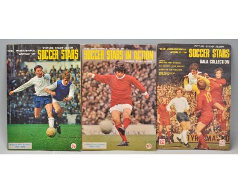 A group of three vintage football Soccer Stars sticker albums to include Gala Collection 1970/71, England Frist Division 1968