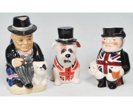 A group of three ceramic figurines to include Kevin Francis 'Little Winston' limited edition Churchill jug, a manro Collectab