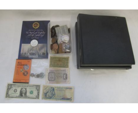 Assorted collection of British coinage in 3 folders, collection of loose British Coinage, The Battle of Trafalgar 200th Anniv