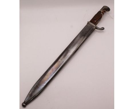 WWI Waffenfabrik German M98 'butcher blade' bayonet in excellent condition, complete with original scabbard, without serial n