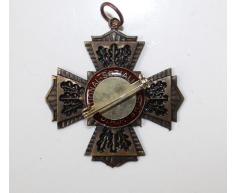 WWII German Order of the Dead Cross. Central party badge and Oak leaf design. (replacement suspension ring)
