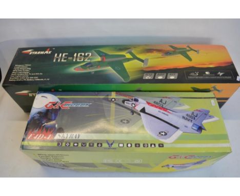 Two large scale ducted fan remote controlled jet aircraft models to include a G&amp;C Hobby Skyray (possibly flown, small pie