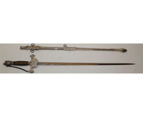 Early 20th century American FCB lodge sword, named to 'W G Curtis, with gilt and etched detail to the blade, complete with sc