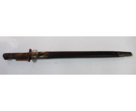 British 1907 Mk I bayonet, in good condition complete with original scabbard. With Wilkinson Sword maker's mark, inspector's 