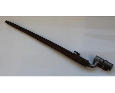 British P1853 Martini Henry/Enfield socket bayonet, with original brown leather scabbard. With government property broad arro